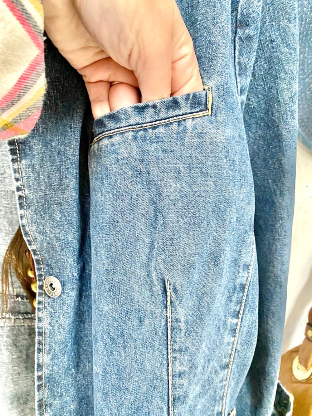 Sold⭐️Upcycled HORSE equestrian Denim/jean Jacket w Distressed southwestern vibe - Picture 11 of 12